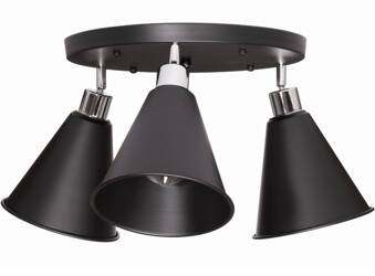 Lampa sufitowa plafon 3 klosze Stożek czarny