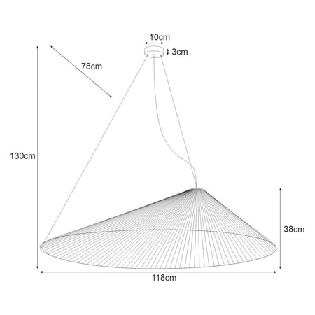 Szeroki, druciany, nowoczesny żyrandol nad stół KP-10 z serii PEAK
