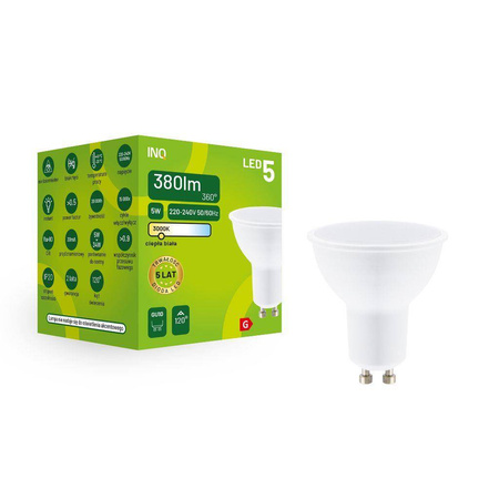 Żarówka LED MR16 GU10 5W 380lm 3000K INQ