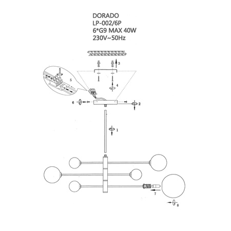 Dorado 4 lampa sufitowa LP-002/4P biało złota