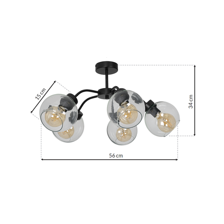 Szklana Lampa sufitowa SOFIA CLEAR 5xE27