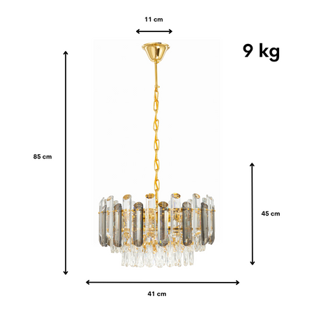 Lampa kryształowa luksusowa żyrandol Luxury  Gold Grey WSC022
