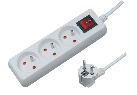 Przedłużacz 3G 1,5m Z/U  z wył. biały ELEKTRO
