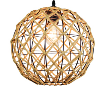 Lampa wisząca kula Boho E27 przeplatana sznurem jutowym 29cm