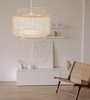 Rattanowa Lampa wisząca plecionka wiedeńska E27 Boho 40cm biała