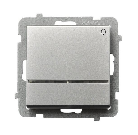 Łącznik zwierny "dzwonek" z podświetleniem niebieskim Ospel Sonata Srebrny Mat