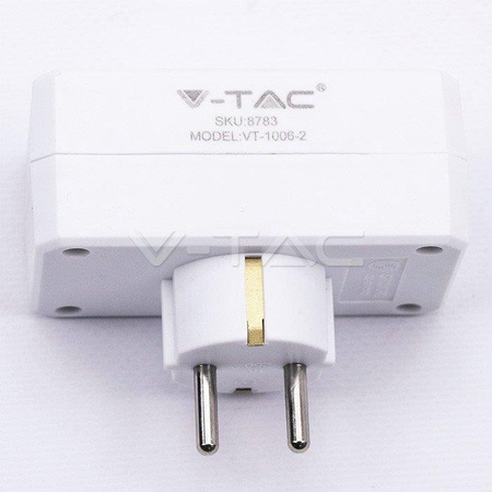 Rozgałęźnik 2x 10/16A 250V V-TAC Biały VT-1006