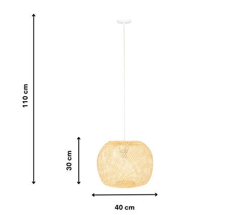 Bambusowa lampa wisząca  E27 Boho 40cm biała