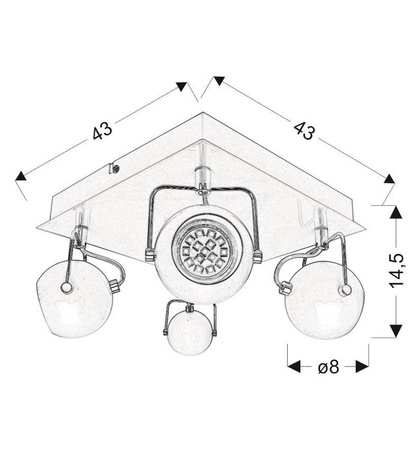 Lampa sufitowa candellux tony 98-25036 plafon led gu10 czarny matowy