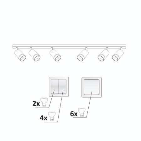 Lampa ścienno-sufitowa PARIS 6 GU10 Czarna