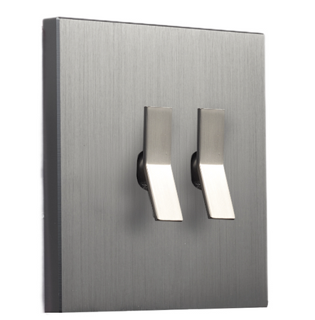 Włącznik podtynkowy podwójny / schodowy TOGGLICA DEUCE kwadratowy NIKIEL SZCZOTKOWANY