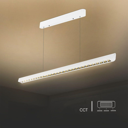 Oprawa V-TAC LED Linear SAMSUNG CHIP LIFUD Driver 36W 60st CCT Zwieszana 120cm Biała VT-7-36 3000K-4000K-6400K 2880lm 5 Lat Gwarancji