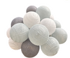 Lampki dekoracyjne COTTON BALLS 20xLED kule szare na baterie 3xAA