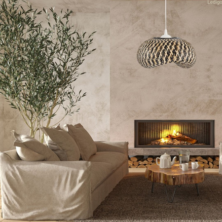 Lampa wisząca dwukolorowa BOHO bambusowa plecionka NUSA 50cm