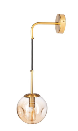 Kinkiet metalowy szklana kula LAVA AMBER