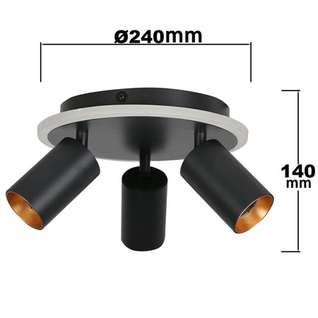 Light prestige Parma 3 plafon okrągły czarny LP-0612/3C Round BK