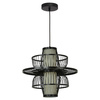 Rattanowa lampa wisząca Astra czarna 1xE27 Boho