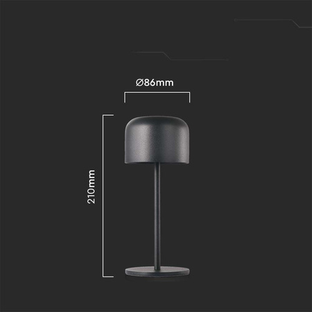 Lampka Biurkowa Nocna V-TAC 1,5W LED 21cm Ładowanie Ściemnianie Czarna 