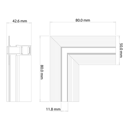 Narożnik podtynk L bok magnetic track 10mm