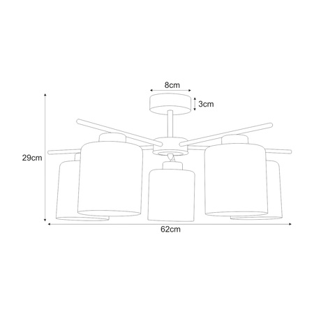 Stylowa lampa sufitowa z pięcioma kloszami K-5522 z serii AURELIA