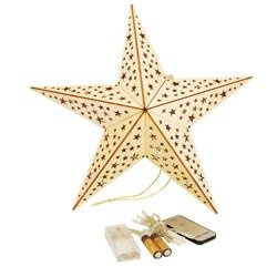 Świąteczna Dekoracja Drewniana GWIAZDA LED 50cm z pilotem