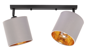 Lampa sufitowa reflektor 2xE27 listwa szaro złota 40cm