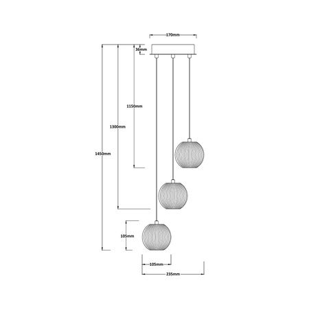 Light prestige Brillant 3 wisząca złota LP-3303/3P GD