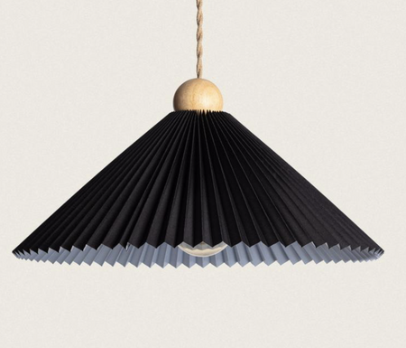 Lampa Wisząca Drewno i Materiał Luanda czarna 47cm