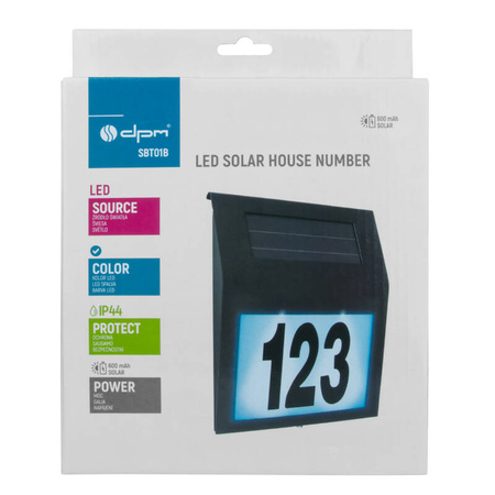 Lampa solarna z numerem budynku IP44 czarna
