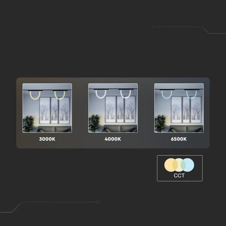 Oprawa Szynosystem Magnetyczny 48V V-TAC 11W LED CCT 30st SMART 100cm WiFi TRACKLIGHT Czarna VT-42112 2700K-6400K 1270lm 3 Lata Gwarancji