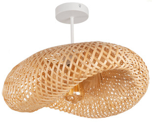 Lampa sufitowa bambusowa duża biała NUSA 80cm 1xE27
