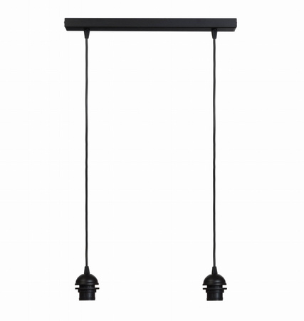 Lampa podwójna listwa czarna abażur rattan
