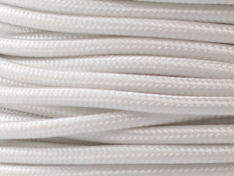 Dekoracyjny kabel w oplocie poliestrowym biały dwużyłowy 2x0,75