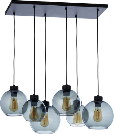 Szklana lampa wisząca 6 kul E27 grafit