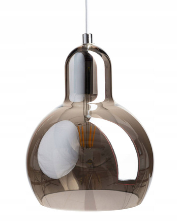 Lampa wisząca szklana szara grafit lustrzana Pera