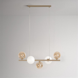 Lampa wisząca kule mleczne bursztynowe 5xG9 K-5846z seri LEMO