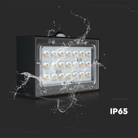 Kinkiet Ogrodowy Ścienny Solarny V-TAC 3W CCT Czujnik Ruchu Czarny VT-403 3000K-4000K 350lm