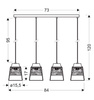 Lampa wisząca czarno-złota szkło 4xE27 Fresno