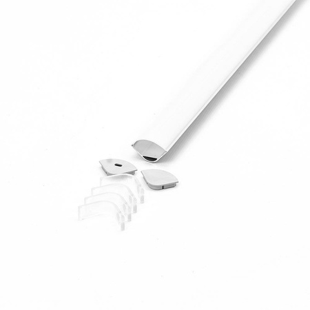 Profil Aluminiowy V-TAC 2mb Anodowany, Klosz Mleczny, Kątowy, Na dwie taśmy VT-8105