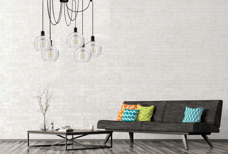 Lampa wisząca szklany pająk 5xE27 przezroczyste kule