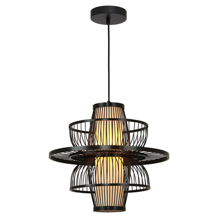 Rattanowa lampa wisząca Astra czarna 1xE27 Boho