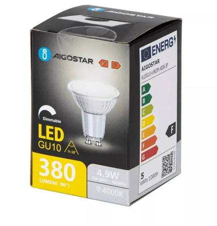 Żarówka LED GU10 4.9W 4000K ściemnialna z wąskim kątem świecenia