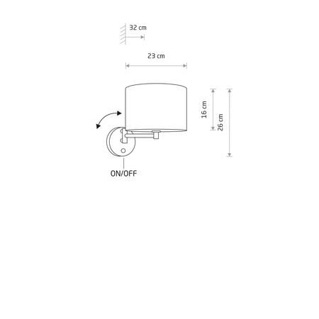 Kinkiet regulowany z włącznikiem szary HOTEL MOOD Nowodvorski 11788