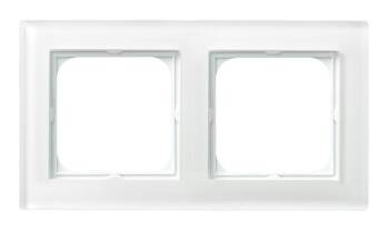 Ramka podwójna Ospel Sonata Białe Szkło