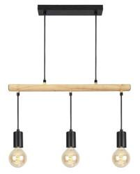 Lampa wisząca czarna + drewno 3x60W Izzy 33-78063