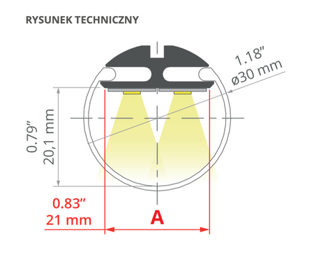 Profil aluminiowy JAZ do budowy opraw wiszących okrągły srebrny anodowany KLUŚ 2m