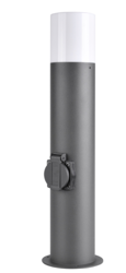Lampa ogrodowa stojąca E27 słupek 44cm grafit z gniazdem