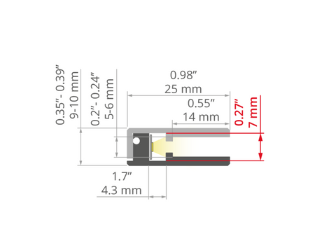 Profil aluminiowy do LED KRAV-56 Kluś do podświetlania krawędzi szyb paneli 1m