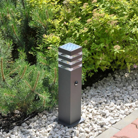 Lampa zewnętrzna TEKSAS PIR 44cm 1xE27 grafit, czujnik ruchu i zmierzchu