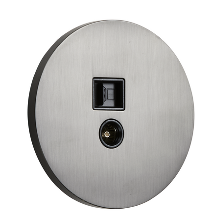 Gniazdo TV/RJ45 podtynkowe okrągłe metalowe TOGGLICA ROUND  grafit szczotkowany